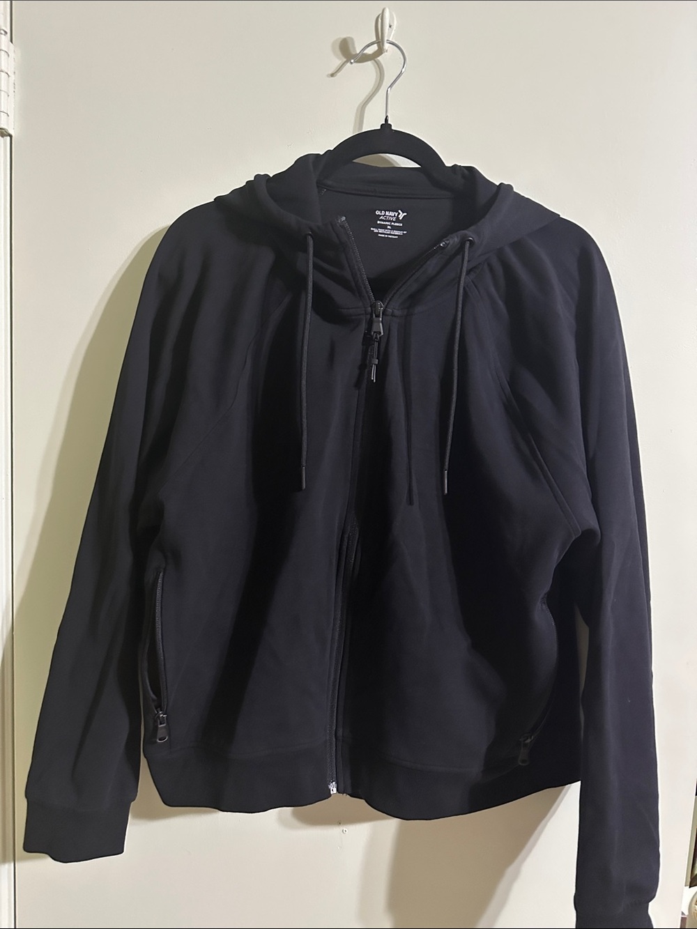 Old Navy Black Zip-Up Hooded Sweatshirt